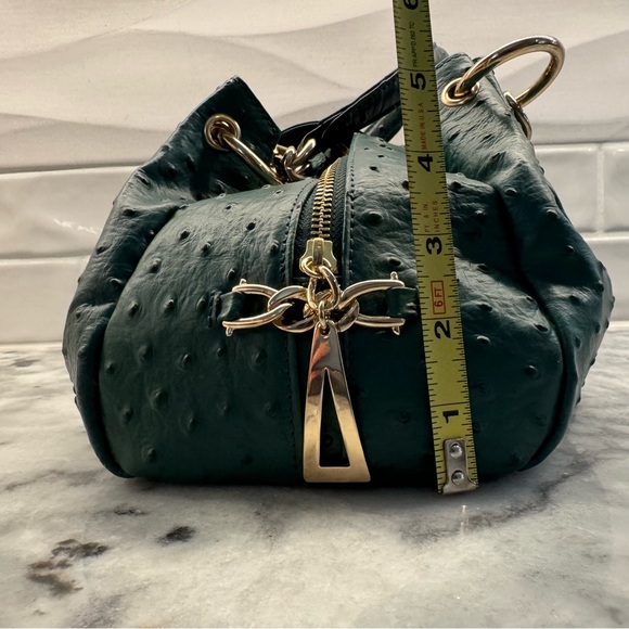NWOT Isabella Adams Green and Gold Ostrich Designer Purse - Picture 14 of 16